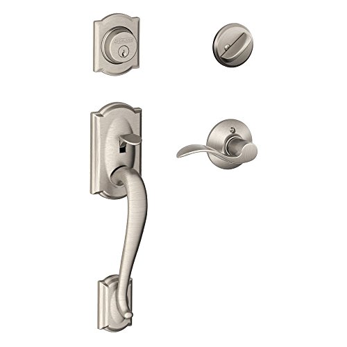 SCHLAGE Lock Company Camelot Single Cylinder Handleset and Right Hand Accent Lever, Satin Nickel (F60 CAM 619 ACC RH) SCHLAGE Lock Company Camelot Single Cylinder Handleset and Right Hand Accent Lever, Satin Nickel (F60 CAM 619 ACC RH)