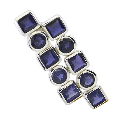Collier iolite naturelle argent femme pendentif de style astrologique