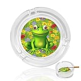 Cendrier rond en verre, cendriers à motif grenouille pour cigarettes