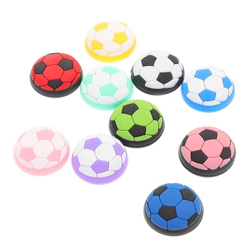 MALUGOGO Tapas de Joystick Pulgar para Consola Diseño Fútbol, Antideslizantes, 10 Piezas Multicolor, Compatibles con Gamepad, Mejora Control y Agarre para Juegos, Accesorio Electrónico