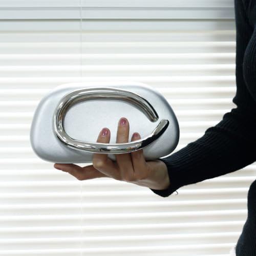 Image of Acrylic Clutch Purse for Women Classic Round Acrylic Evening Handbag Vintage Metal Handlebars Bag for Wedding Party Prom