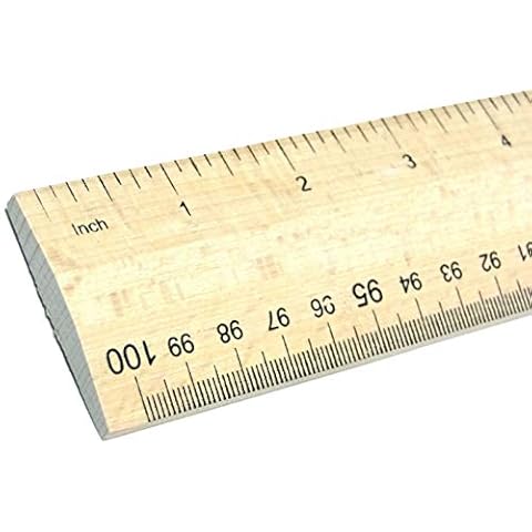 Wooden Rule 1 Meter Yard Stick Ruler Imperial & Metric Measurements mm cm inches Markings Hardwood School Office Tailors Bench with Handle for Easy Measuring (1 Meter Ruler) Cover