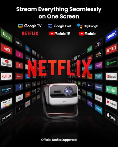 Image of JMGO N1S Ultimate Triple Laser 4K Projector, 3300 ISO Lumens Projector, Google TV Netflix, Real-Time Auto Screen Fit, HDR10, 180 inch, Blu-ray 3D, Home Theater Projector with 20W Dolby Digital+