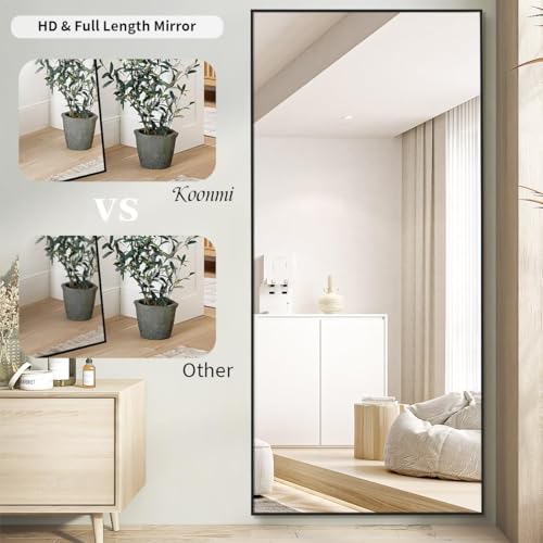 Koonmi Large Mirror Full Length 35"x78", Floor Body Mirror with Stand, Metal Frame Wall-Mounted Full Size Mirrors for Hanging Leaning or Standing, Black