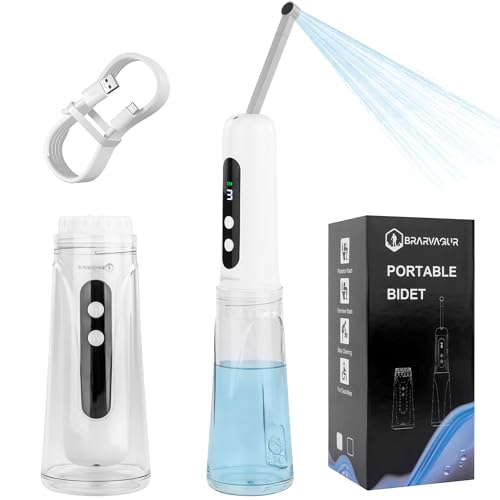 Brarvagur 2026 Upgraded Portable Bidet for Travel – High-Pressure Electric Handheld Sprayer, 380ml, Rechargeable 800mAh Battery-Powered, for Women, Men & Babies