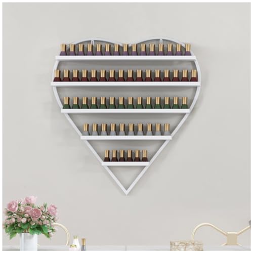 ZBJDX Espositore A Forma di Cuore per Smalto per Unghie, Profumo, Bottiglie di Oli Essenziali, Espositore A Muro, Salone per Unghie, Spa, Scaffale del Soggiorno,Bianca