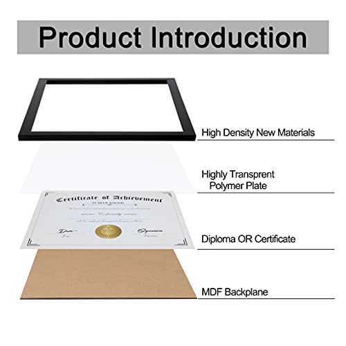 Elsker&Home 8.5X11 Picture Frame - Black Sturdy Wood Composite Certificate Frame - Semi-Tempered Glass - Includes Hanging Hardware And Desktop Easel - For Document/Diploma Frame (4 Pack) #TOP4