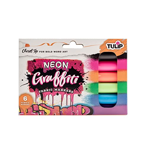 Tulip 10046107 Graffiti Fabric Markers Chisel Tip 6Pk cover