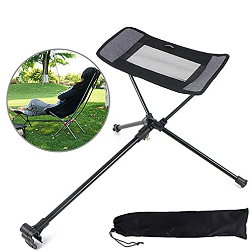 Outdoor Folding Chair Ottoman Portable Recliner Lazy Retractable Footstool Leg Rest Moon Chair Kit For Hiking Fishing Beach (Grey) #TOP2