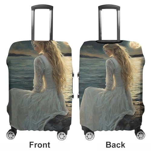 Witch Woman Moon Beach Travel Luggage Cover for Suitcase 19-32 Inches Elastic Washable Baggage Protector3