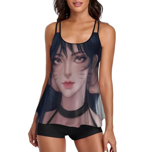 Bikini avec short de garçon tankini oreilles de chat aux finitions soignées