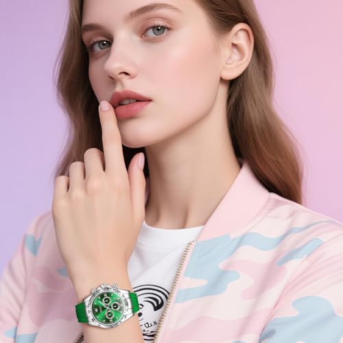 Image of OLEVS Women Diamond Quartz Watches Silicone Chronograph Sports Wristwatch