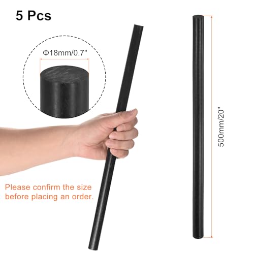 Image of uxcell 5 Pcs Black Plastic Rods 18 x 500mm ABS Styrene Round Stick Round Solid Bar DIY Model for DIY Toys Building Making Architectural Model Making