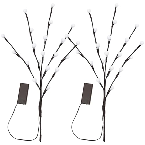 Genérico Luces de Rama LED Cálidas 40 Pequeñas Bolas, 2 Piezas Batería, Decoración Creativa para Jarrón y Habitación, Luz Nocturna Romántica para Hogar y Fiestas