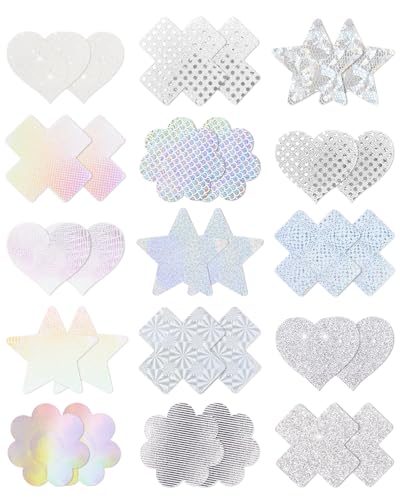 Image of CICKEE Pasties Rave Pack - 15 Pairs Nipple Covers Stickers - Disposable Sticky Breast Petals