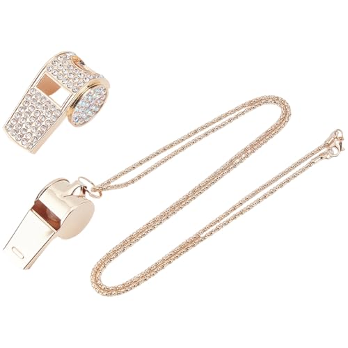 Silbato metálico dorado con brillantes y cadena desmontable miniatura 7