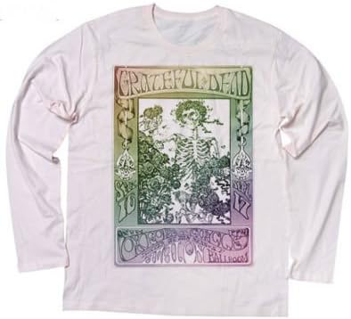 Amazon 60年代のサイケロックポスター風 うっすら褪せたようなレインボーグラデーションスカルのデザイン ロングスリーブtシャツ Xl Sherbetpink Tシャツ カットソー 通販