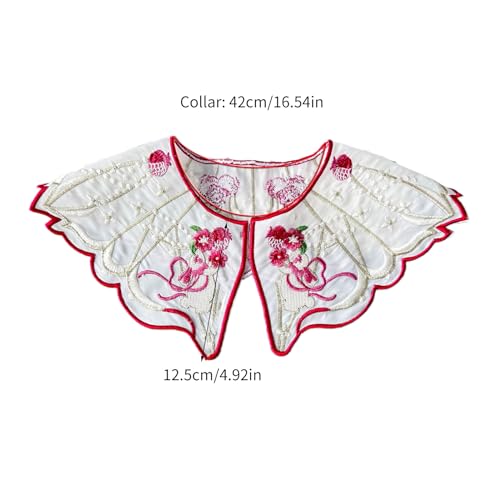 Kids Girls Chinese Vintage Embroidery Shawl Wrap Pearl Beaded Tassels False Collar Scarf Dresses Capelet4