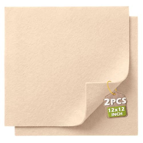 Nude Tones Soft Felt Sheets for Crafts 12 x 12 Inch 1.6mm Thick 2 Pack Premium Felt Fabric for Sewing Handmade Crafts DIY Projects School & Home Art Supplies