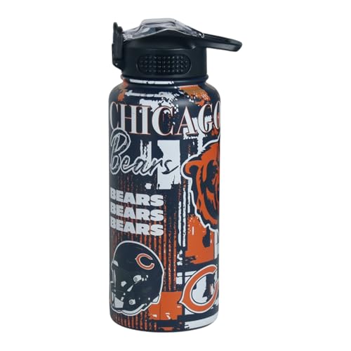 Proformance Home NFL Chicago Bears ProPress Homefield Mashup 32oz Stainless Steel Water Bottle Press Top Lid