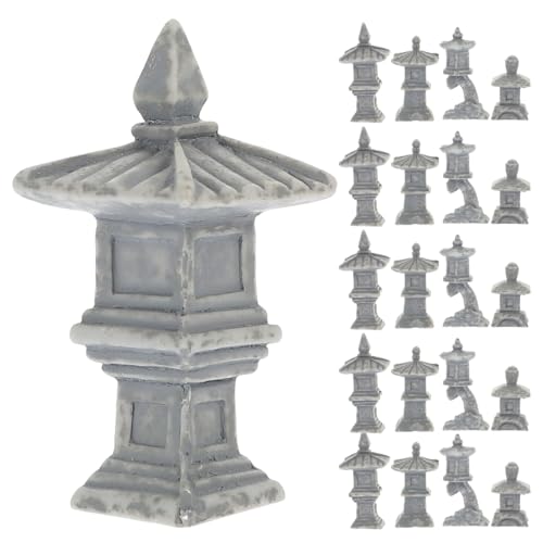 SUPVOX Mini Stone Lantern Model 1.37In Resin Pagoda Figurine for Japanese Zen Garden Asian Decor Tiny Zen Garden Ornament Miniature Outdoor Landscape Statue