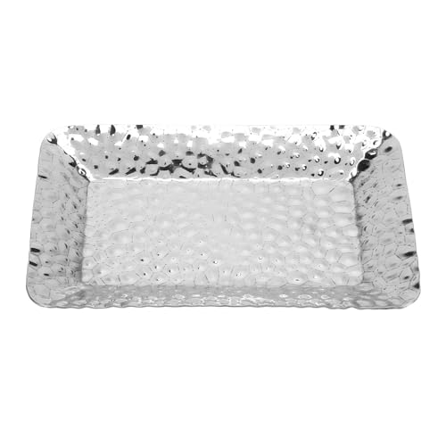 Bandeja decorativa rectangular de acero inoxidable para baño y cocina juego de 2 piezas plata 8
