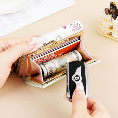 Floral Cute Womens Wallet Small RFID Blocking Compact Card Holder Trifold Ladies Coin Purse with ID Window for Girls3