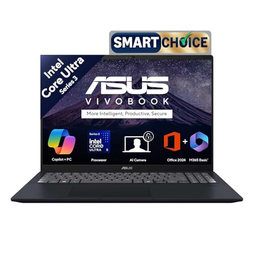 Image of ASUS Vivobook 16 (2026),Smartchoice,Intel Core Ultra 5 325 (Series 3), Intel iGPU,16GB RAM,512GB SSD,FHD+, 16 inch(40 cm),Win11,M365 Basic(1Y),Office 24,Quiet Blue,1.88 kg,X1607AA-MB037WS, Copilot+ AI PC