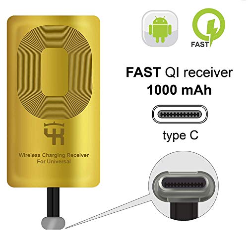Yking QI Receiver Type C for Google Pixel 3a - 2-2XL - XL - LG V20 - LG G5 - LG Stylo - Nexus 6P - OnePlus 3-5 - Qi Wireless Receiver - QI Receiver - Type C Wireless Charging Receiver Adapter