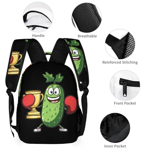 Boxing Winner Pickle 3 PCS Backpack Set Casual Daypack with Insulated Lunch Bag & Pencil Case3