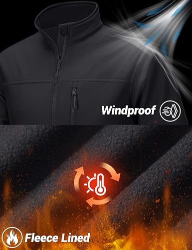 TACVASEN Men's Lightweight Softshell Jacket Fleece Lined Waterproof Tactical Rain Zip Up Winter Coat Windbreaker Casual4