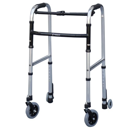 スリムフレームウォーカー固定型 5インチ回転キャスター+グライディングブレーキ付き3インチキャスター WFS-4968SW5GW3