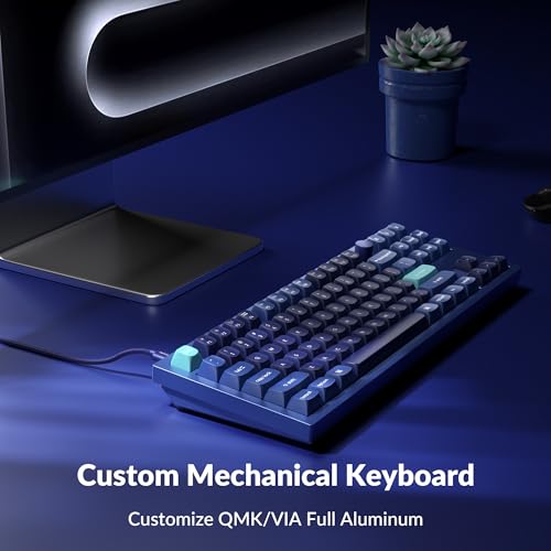 Image of Keychron Q3 Wired Custom Mechanical Keyboard Knob Version, TKL Tenkeyless QMK /VIA Programmable Macro with Hot-swappable Gateron G Pro Red Switch Double Gasket Compatible with Mac Windows Linux (Blue)