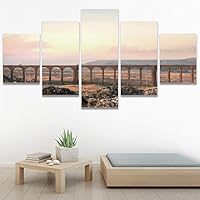 SIGNWIN 5 Panel Canvas Wall Art Modern Art Coastal Colorful Multicolor Photography Romantics Sunset for Home Decorations Ready to Hang - 60