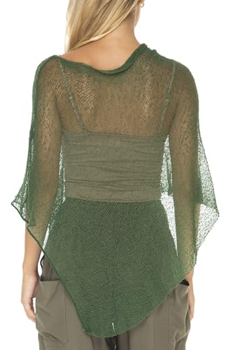 Image of SHU-SHI Womens Sheer Knit Poncho Shrug Lightweight Cover Up One Size Fits Most