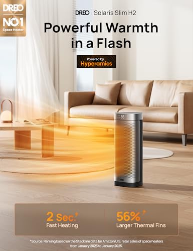 DREO Space Heaters for Indoor Use, 16 Inch Fast Heating Portable Heaters with Remote, 12H Timer, 70° Oscillation, Overheat Protection, Safety Heat, Large PTC Ceramic Electric for Bedroom Home Office - Image 3