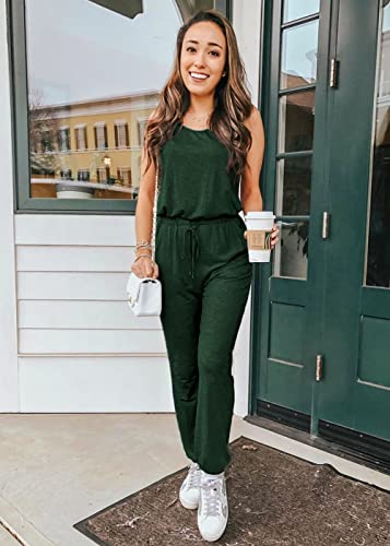 PRETTYGARDEN Women's Two Piece Outfit Sets Casual Summer Sleeveless Matching Lounge Wear Spring Travel Clothes Tracksuit (Dark Green,XX-Large) — view 4