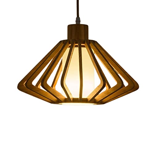 Lustre LED bois massif suspension design plafonnier intérieur tissu salle manger
