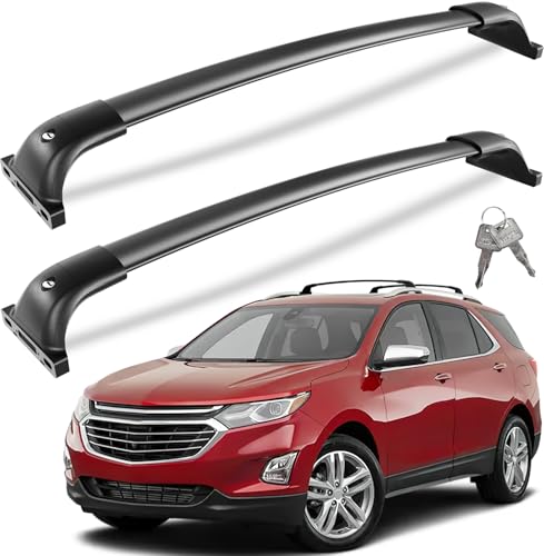 Image of Wonderdriver 300lbs Lockable Roof Rack Cross Bars Compatible with 2018-2024 Chevy Chevrolet Equinox & 2018-2024 GMC Terrain,Heavy Duty Aluminum Roof Rails Crossbars Rooftop Cargo Canoe Black Luggage