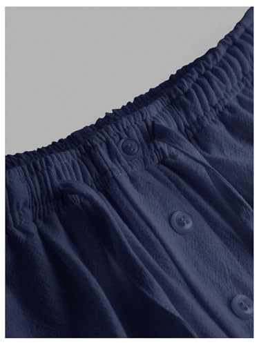 Image of SHENHE Girl's Linen Low Waisted Drawstring Button Front Loose Long Pants Casual Boho Trousers