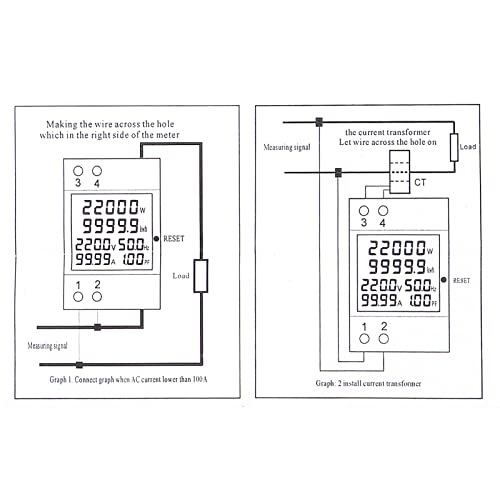 Image of Electricity Single Phase Energy Meter Tester Electricity Usage Monitor AC 110V 40V-300V 100A Ampermeter Power Voltmeter Ammeter Voltage Amps Watt Kwh Frequency Power Factor Multimeter - External CT