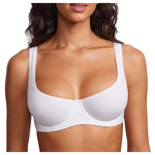 DOBREVA Women's Unlined Balconette Bra Underwire Supportive Plus Size Smooth Scoop Neck White - Unlined 34B