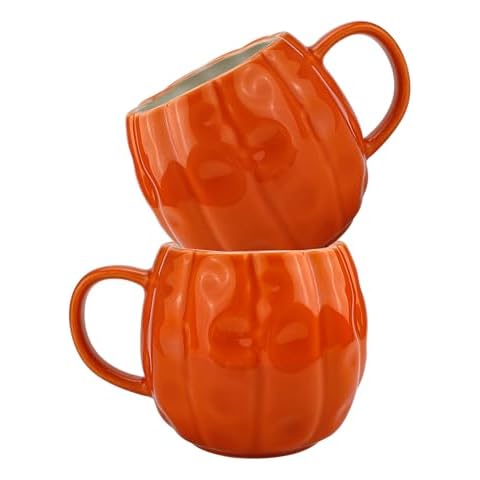 binsakao 2pcs Halloween Pumpkin Mugs Set Cover