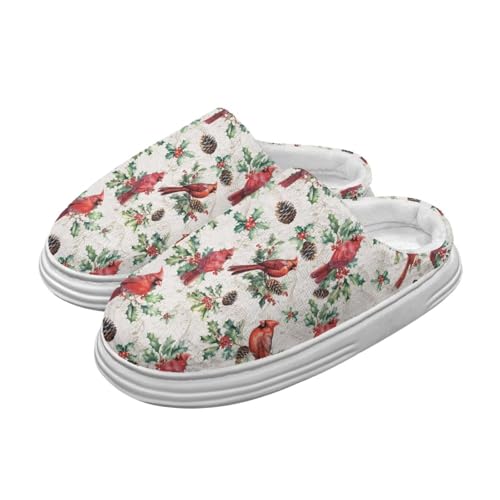 Christmas Theme Memory Foam Warm House Shoes Platform Slippers for Indoor Outdoor Fuzzy Slippers for Winter