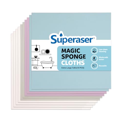 SUPERASER Magic Cleaning Pads, Eraser-Style Melamine Foam Cloths, No Chemicals