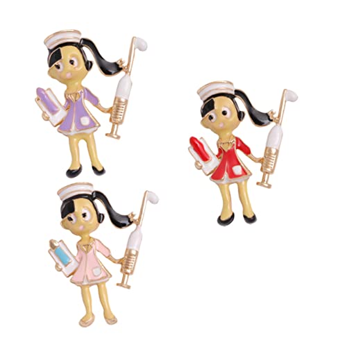 Besportble 3Pcs Female Nurse Brooch Nurse Accessories Nurse Badge Rhinestone Jewelry Sweater Clip Decorative Brooches Fashion Jewelry For Women Brooch Pin Unique Brooch Decor Alloy Brooch Red #TOP28