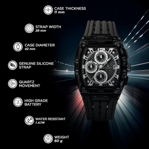 Image of Carlington Nitro Analog Chronograph Men's Polyurethane Strap Wrist Watch | Quartz Movement | Water & Shock Resistant Watch for Men | Casual & Formal Wear - CT 7105