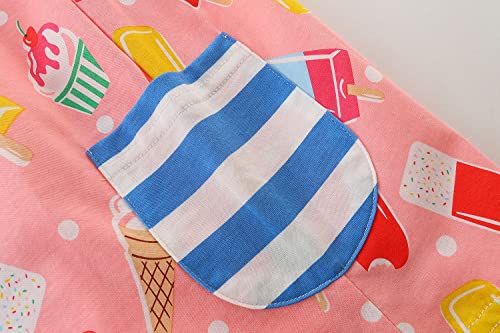 FreeLu Toddler Girl Clothes Cartoon Dress Casual Dresses Cotton T-Shirt(2T,Pink Icecream)3