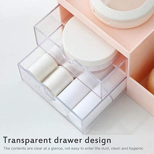 RUBRYKAZ Multifunction Cosmetic Storage Box, Makeup Organiser, Nail Polish Makeup Container Desktop, Sundries Storage Box, Mini Desk Storage for Office Supplies, Elegant Vanity Holder - PINK