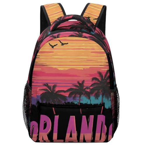 Orlando Sunset Palm And Trees Unisex Backpack Casual Daypacks Lightweight Shoulders Bag for Camping Hiking Travel